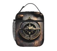 XZDZWK Magical Design Norse Runes Compass Handheld Insulated Lunch Bag with Side Mesh Pockets and Multiple Pockets Suitable for Office Travel Use
