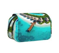 XZDZWK Maldives Scenery Clamshell Pen Case Stylish and Large Capacity Design Suitable for Students and Business Travelers