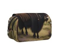 XZDZWK Mighty Highland Yak Clamshell Pen Case Stylish and Large Capacity Design Suitable for Students and Business Travelers