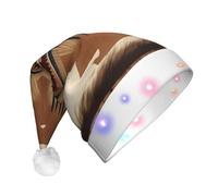 XZDZWK Native American Patterns Print Christmas Hat with Blinking LED Lights Festival Headwear for Party Decoration and Holiday
