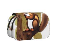 XZDZWK Nut-Eating Squirrel Clamshell Pen Case Stylish and Large Capacity Design Suitable for Students and Business Travelers