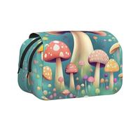 XZDZWK Pretty Little Mushrooms Clamshell Pen Case Stylish and Large Capacity Design Suitable for Students and Business Travelers