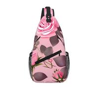 XZDZWK Pretty Pink Roses Casual Crossbody Chest Bag With Multi Pocket Design Suitable For Commuting And Working Daily