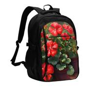 XZDZWK Red geraniums Versatile Travel Backpack Light Simple Independent Compartment Large Capacity Multi-pocket