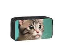 XZDZWK Simple and Spacious A Curious cat Pen Case Durable Convenient for Storage Outings Sketches Business Trips