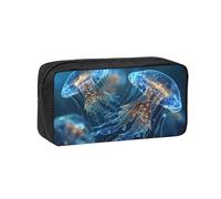 XZDZWK Simple and Spacious Blue Jellyfish Pen Case Durable Convenient for Storage Outings Sketches Business Trips
