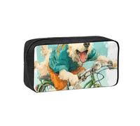 XZDZWK Simple and Spacious Puppy Riding A Bicycle Pen Case Durable Convenient for Storage Outings Sketches Business Trips
