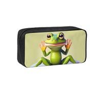 XZDZWK Simple and Spacious The Funny Frog Doing Yoga Pen Case Durable Convenient for Storage Outings Sketches Business Trips