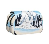 XZDZWK Snow-Capped Mountains Clamshell Pen Case Stylish and Large Capacity Design Suitable for Students and Business Travelers