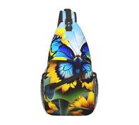 XZDZWK Sunflower Blue Butterfly Men's Casual Messenger Bag Large Capacity Durable Suitable for Travel Work Commuting and Outdoor Activities