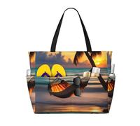 XZDZWK Sunset beach hammock Large Capacity Beach Travel Bag with Multiple Pockets Foldable Lightweight for Gym Outdoor Beach and Shopping
