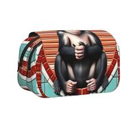 XZDZWK The Silent Monkey Clamshell Pen Case Stylish and Large Capacity Design Suitable for Students and Business Travelers