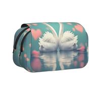 XZDZWK The swan in Love Clamshell Pen Case Stylish and Large Capacity Design Suitable for Students and Business Travelers