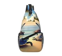 XZDZWK Turtles On The Beach Casual Crossbody Chest Bag With Multi Pocket Design Suitable For Commuting And Working Daily