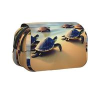 XZDZWK Turtles on The Beach Clamshell Pen Case Stylish and Large Capacity Design Suitable for Students and Business Travelers