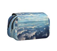 XZDZWK White Clouds Over The sea Clamshell Pen Case Stylish and Large Capacity Design Suitable for Students and Business Travelers