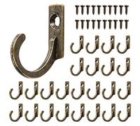 Xzeemo 20pcs Metal Hook, Wall Mounted Hook, Vintage Small Wall Hooks, Key Hooks, Single Hooks for Hanging, Coat Hooks, Robe Hook with Screws for Hanging Coat Key Hat Jewelry Decorative Hooks