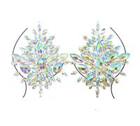 XZEIT 2 Pcs 3D Shiny Crystal Girl Temporary Tattoo Sticker Chest Acrylic Rhinestone Chest Sticker Diamond Strip Carnival Party Chest Ornamen,15