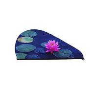 Xzeit Bright Pink Lotus Hair Towel Coral Velvet Dry Hair Caps Quick Dry Hair Bath Shower Cap Super Absorbent Hair Towels for Wet Hair Long Thick Curly Hair