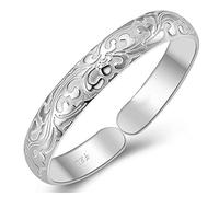 Xzeit Fashion Cuff Bangle,Silver Bracelet, AdjustableBangle Bracelet, Women 925 Silver Bracelet Adjustable Cuff Bangle Carve Flower Vine Silver Bracelets Jewellery Birthday Gif