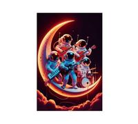 XZGTHYTYUY A Cosmic Jam Session Under The Stars Astronauts Rocking The Moon Canvas Poster Bedroom Decor Landscape Office Room Decor Gift 08x12inch(20x30cm)