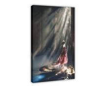 XZGTHYTYUY A Woman Standing in The Darkness, Bathed in A Beam of Sunshine, Art Poster Canvas Poster Bedroom Decor Landscape Office Room Decor Gift 12x18inch(30x45cm)