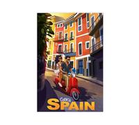 XZGTHYTYUY Active Trip Two Couples Explore The Colorful Streets of Spain on Motorbike Canvas Poster Bedroom Decor Landscape Office Room Decor Gift 08x12inch(20x30cm)