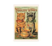 XZGTHYTYUY ANTIQUE CAT POSTER - Tiddledy Winks Cat Print - Cat Lover Poster Canvas Poster Bedroom Decor Landscape Office Room Decor Gift 16x24inch(40x60cm)