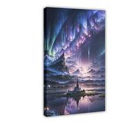 XZGTHYTYUY Aurora, Castle, Art Poster Canvas Poster Bedroom Decor Landscape Office Room Decor Gift 20x30inch(50x75cm)