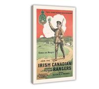 XZGTHYTYUY Canadian World War I poster - Irish Volunteers, vintage war on canvas 16x24inch(40x60cm)
