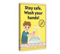 XZGTHYTYUY Keep Children Safe And Wash Their Hands! Canvas Poster Wall Art Decor Print Picture Paintings for Living Room Bedroom Decoration 16x24inch(40x60cm)