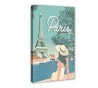 XZGTHYTYUY Vintage Posters Welcome to Beautiful Paris Canvas Poster Bedroom Decor Landscape Office Room Decor Gift 16x24inch(40x60cm)