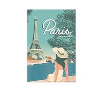 XZGTHYTYUY Vintage Posters Welcome to Beautiful Paris Canvas Poster Bedroom Decor Landscape Office Room Decor Gift 20x30inch(50x75cm)