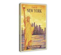 XZGTHYTYUY Vintage Posters Welcome to New York Canvas Poster Bedroom Decor Landscape Office Room Decor Gift 12x18inch(30x45cm)