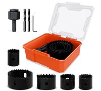 XZH 9-Piece Hole Saw Set (25-51mm) - Carbide Steel Cutters for Wood, Plasterboard & Plastic | Ultra-Sharp Teeth | Quick-Change Arbor | Includes Mandrel & Hex Key