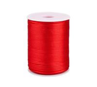 Xzhcy 2.5mm 110Yards Nylon Satin Cord Silky Braided Thread Beading String for DIY Crafts Friendship Bracelets Pendant Chinese Lucky Knotting Macrame Necklaces Jewelry Making (Red)