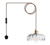 XZHGCEE Plug in Pendant Light Fixtures, Hanging Light Fixture Amber Glass Pendant Light, Pendant Lighting for Kitchen Island, Bedroom, Dining Room, Living Room, E27 No Bulb