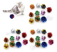 XzhixiangKing 30 Pcs Crinkle Ball, 2.16 inch Colorful Interactive Toy Balls for Cats, Lightweight & Shiny, for Kittens and Adult Pets, Random Color
