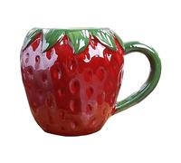 XzhixiangKing Fruit Shape Coffee Mug, Creative Porcelain Cup, Reusable, for Home Office (Strawberry)