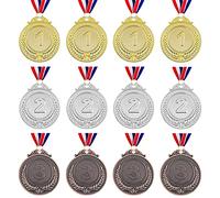 XzhixiangKing Metal Gold Silver Bronze Award Medals, with Ribbon, for Kids Children's Events, Classrooms, Office Games and Sports - 1st 2nd 3rd Place (12pcs)