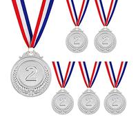 XzhixiangKing Metal Gold Silver Bronze Award Medals, with Ribbon, for Kids Children's Events, Classrooms, Office Games and Sports - 1st 2nd 3rd Place (6pcs-Silver)