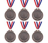 XzhixiangKing Metal Gold Silver Bronze Award Medals, with Ribbon, for Kids Children's Events, Classrooms, Office Games and Sports - 1st 2nd 3rd Place (6pcs-Brown)