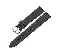 Xzhomfm 10-20mm Satin Pattern Ultra-Thin Top-Grain Cow Leather Watch Strap, Black, 10mm