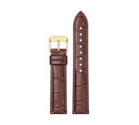 Xzhomfm 10-22mm Bamboo Pattern Colorful Genuine Leather Watch Strap with Gold Pin Clasp, Brown, 12mm