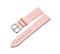 Xzhomfm 10-22mm Ultra-Thin Supple Cow Leather Watch Strap with Silver Pin Buckle, Pink, 16mm