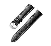 Xzhomfm 10-24mm Breathable Sweat-Resistant Genuine Leather Watch Strap with Push Button Butterfly Buckle, Black, 17mm