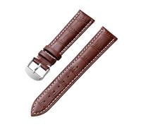 Xzhomfm 10-24mm Breathable Sweat-Resistant Genuine Leather Watch Strap with Push Button Butterfly Buckle, Brown, 21mm
