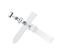 Xzhomfm 12-22mm Stitchless Ultra-Thin Plain Grain Cow Leather Watch Strap with Push-Button Butterfly Clasp, White, 19mm