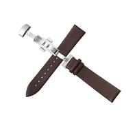 Xzhomfm 12-22mm Stitchless Ultra-Thin Plain Grain Cow Leather Watch Strap with Push-Button Butterfly Clasp, Coffee, 19mm