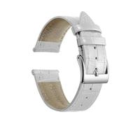 Xzhomfm 12-24mm Bamboo Pattern Multi-Layered Skin-Friendly Calf Leather Watch Strap, White, 24mm